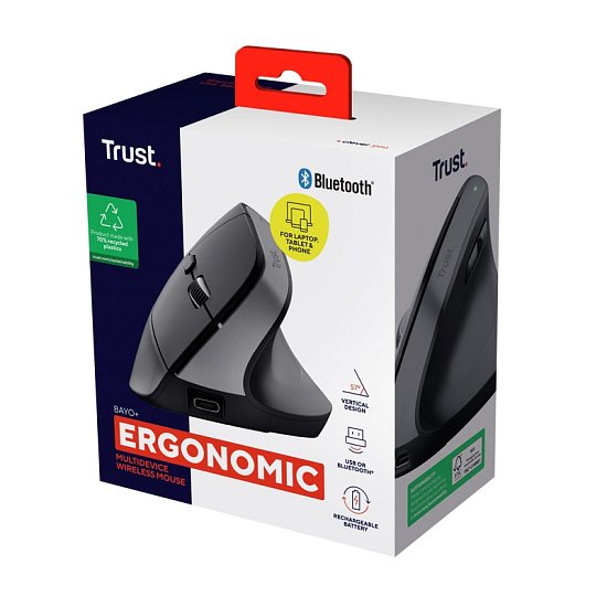 TRUST BAYO+ ERGONOMIC WIRELESS MOUSE BLK