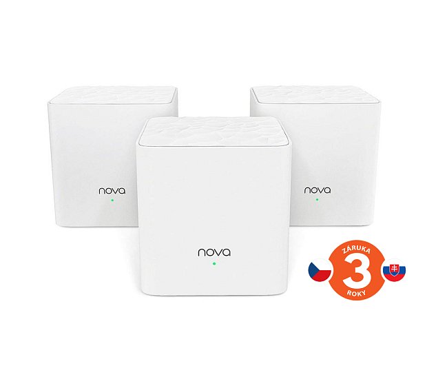 Tenda Nova MW3 (3-pack) WiFi AC1200 Mesh system Dual Band, 2x LAN/WAN, MU-MIMO, SMART aplikace