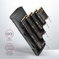 AXAGON EEM2-GTS2, USB-C 10Gbps - M.2 NVMe & SATA SSD kovový THIN box, bezšroubkový