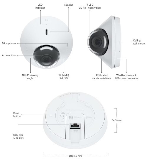 Ubiquiti UVC-G4-DOME - UniFi Protect G4 Dome Camera