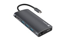 Natec multiport adaptér FOWLER 2 3X USB 3.0 HUB, HDMI 4K, USB-C, RJ45, SD, MICRO SD