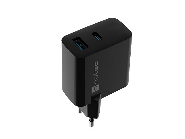 Univerzální USB nabíječka Natec RIBERA GaN 45W, 1X USB-A, 1X USB-C, černá