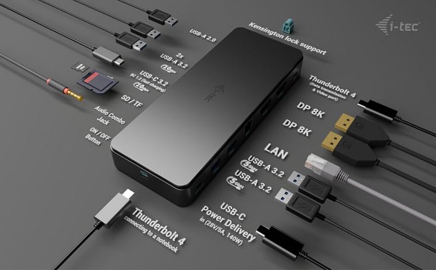 i-tec Thunderbolt 4 Dual Display Docking Station, Power Delivery 92W