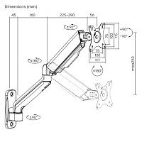 Držák monitoru Brateck LDA32-112E jedno rameno mechanická pružina nástěnný