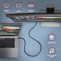 AXAGON BUCM32-CM15AB, SPEED+ kabel USB-C <-> USB-C, 1.5m, USB 20Gbps, PD 100W 5A, 4K HD, ALU, oplet