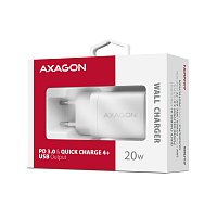 AXAGON ACU-PD20W, nabíječka do sítě 20W, 1x port USB-C, PD3.0/PPS/QC4+/AFC/Apple, bílá