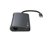 Natec multiport adaptér FOWLER 2 3X USB 3.0 HUB, HDMI 4K, USB-C, RJ45, SD, MICRO SD