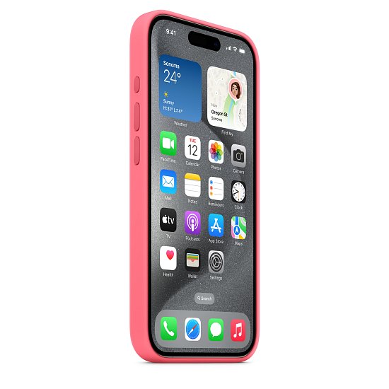 iPhone 15 ProMax Silicone Case with MS - Pink