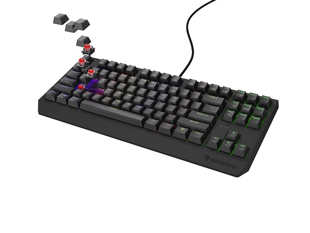 Genesis herní klávesnice THOR 230/TKL/RGB/Outemu Red/Drátová USB/US layout/Černá