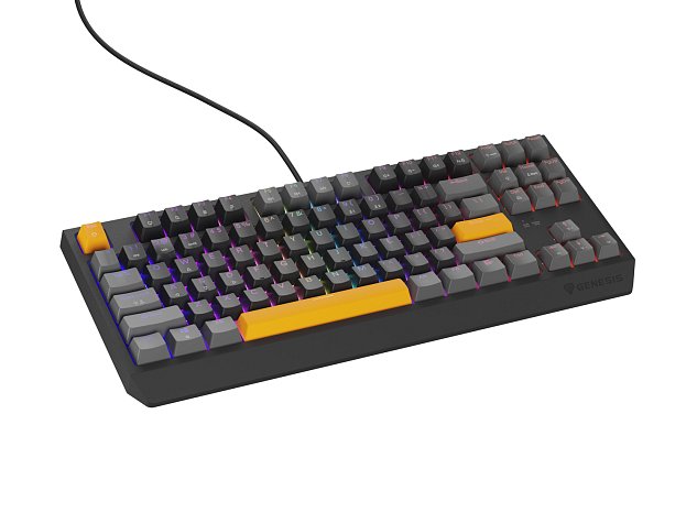 Genesis herní klávesnice THOR 230/TKL/RGB/Outemu Red/Drátová USB/US layout/Anchor Positive Šedá