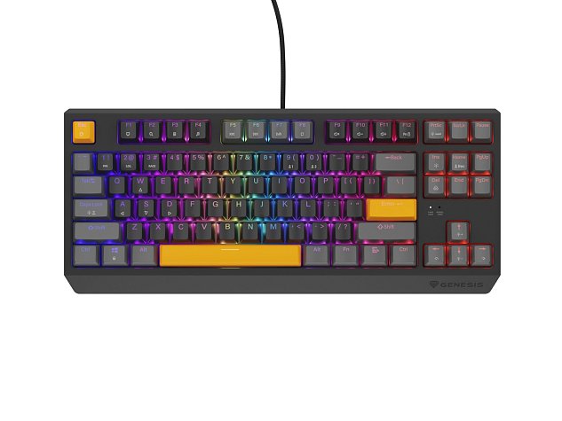 Genesis herní klávesnice THOR 230/TKL/RGB/Outemu Red/Drátová USB/US layout/Anchor Positive Šedá