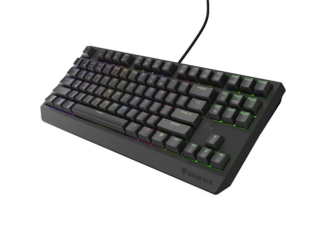 Genesis herní klávesnice THOR 230/TKL/RGB/Outemu Brown/Drátová USB/US layout/Černá