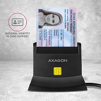 AXAGON CRE-SM2, USB-A StandReader 4-slot čtečka Smart card (eObčanka) + SD/microSD/SIM, kabel 1.3 m