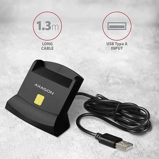 AXAGON CRE-SM2, USB-A StandReader 4-slot čtečka Smart card (eObčanka) + SD/microSD/SIM, kabel 1.3 m