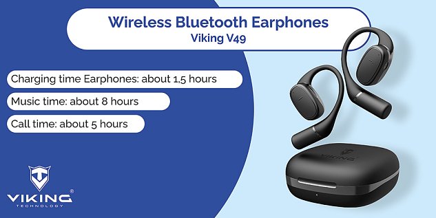 Bezdrátová Bluetooth sluchátka Viking V49/BT/Bezdrát/Černá