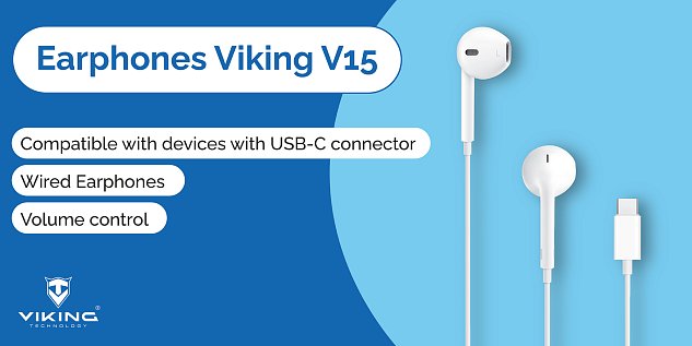 Sluchátka Viking V15/USB-C/Drát/Bílá