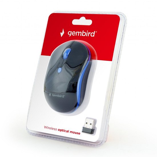 Gembird MUSW-4B-03-B/Cestovní/Optická/1 600 DPI/Bezdrátová USB/Černá-modrá