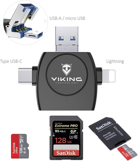 VIKING ČTEČKA PAMĚŤOVÝCH KARET V4 USB3.0 4V1 černá