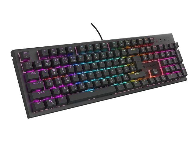 Genesis tichá herní klávesnice THOR 303/RGB/Outemu Peach Silent/Drátová USB/CZ-SK layout/Černá