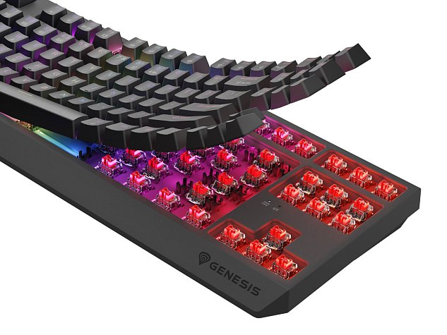 GENESIS herní klávesnice THOR 230/TKL/RGB/Outemu Red/Bezdrátová USB + Bluetooth/US layout/Černá