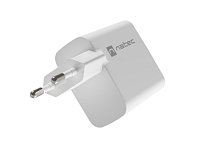 Univerzální USB nabíječka Natec RIBERA GaN 1X USB-A + 1X USB-C 65W, Bílá