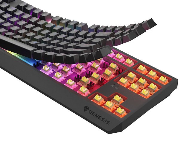 GENESIS herní klávesnice THOR 230/TKL/RGB/Outemu Silent Lemon/Bezdrátová USB + Bluetooth/US layout/Č