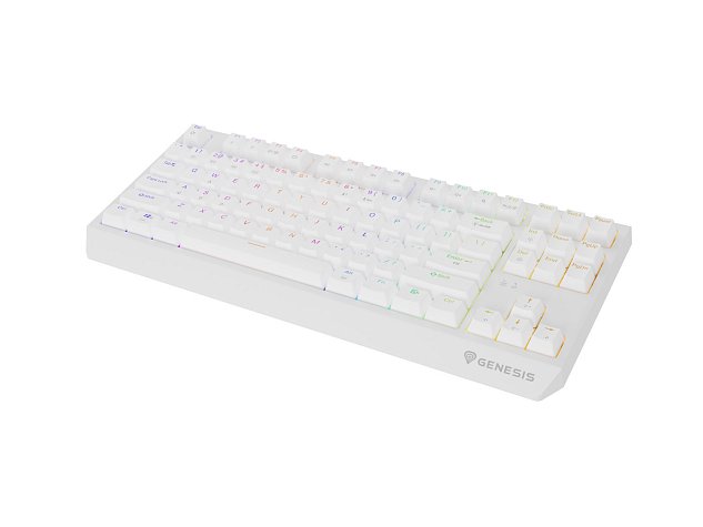 GENESIS herní klávesnice THOR 230/TKL/RGB/Outemu Red/Bezdrátová USB + Bluetooth/US layout/Bílá