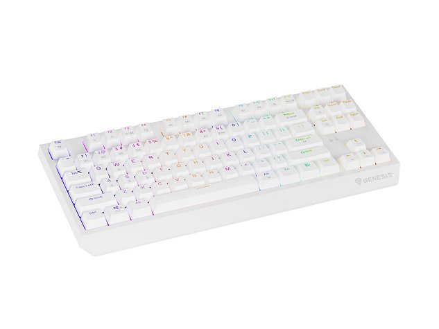 GENESIS herní klávesnice THOR 230/TKL/RGB/Outemu Red/Bezdrátová USB + Bluetooth/US layout/Bílá