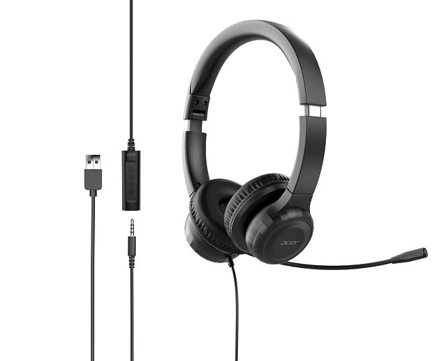 Acer Office Headset AHW154/Stereo/Jack/Drát/Černá