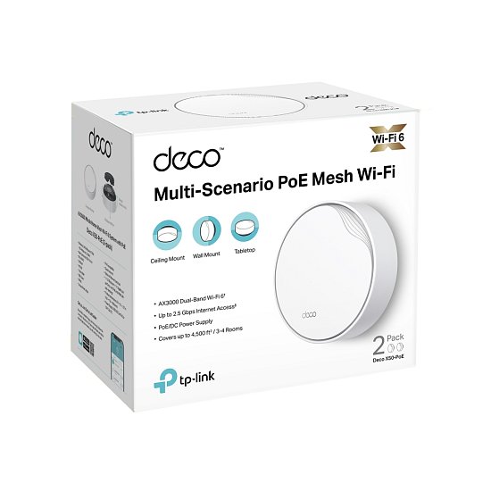 TPLink AX3000 Smart Home WiFi6 System with POE Deco X50-PoE(2-pack)