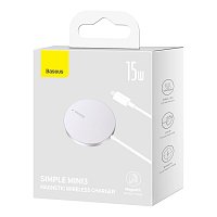 Baseus Bezdrátová nabíječka do sítě Simple Mini3 15W USB-C bílá