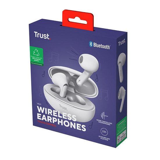 TRUST YAVI BT ENC EARPHONES WHITE