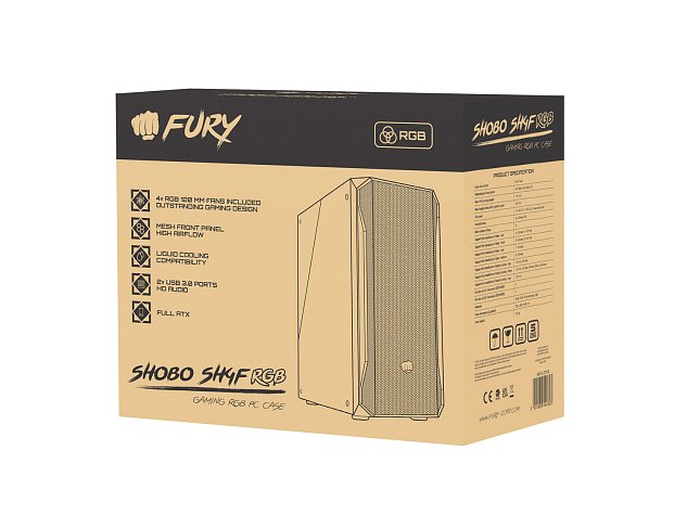 PC skříň Fury SHOBO/Midi Tower/Transpar./Černá