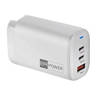 ER PW 65W GaN síťový adaptér 2xUSB-C PD/USB-A bílý