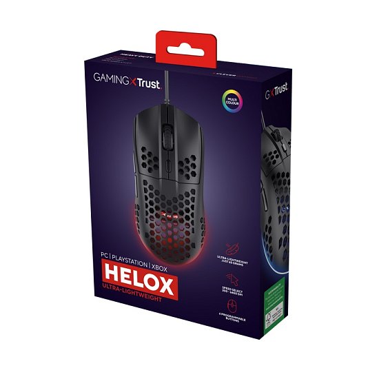 Trust Gaming GXT 928 Helox/Herní/Optická/Pro praváky/6 400 DPI/Drátová USB/Černá