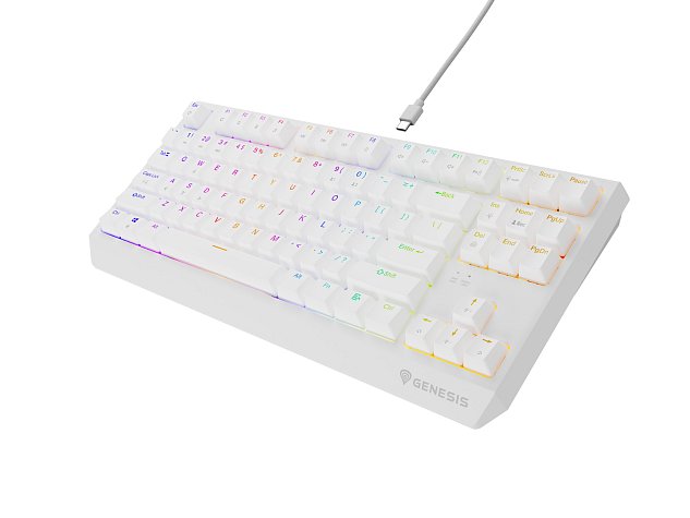 Genesis herní klávesnice THOR 230/TKL/RGB/Outemu Red/Drátová USB/US layout/Bílá