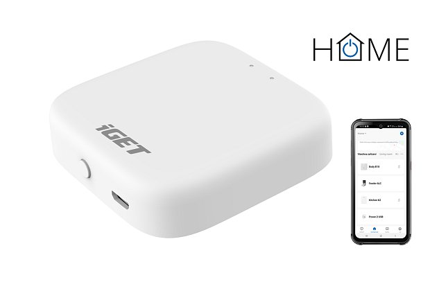 iGET HOME GW1 Control Gateway - brána Wi-Fi/Zigbee 3.0, podpora Philips HUE, Tuya, Lidl,Android, iOS