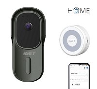 iGET HOME Doorbell DS1 Anthracite + CHS1 White - WiFi bateriový videozvonek, set s reproduktorem, CZ