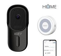 iGET HOME Doorbell DS1 Black + CHS1 White - WiFi bateriový videozvonek, set s reproduktorem, CZ app