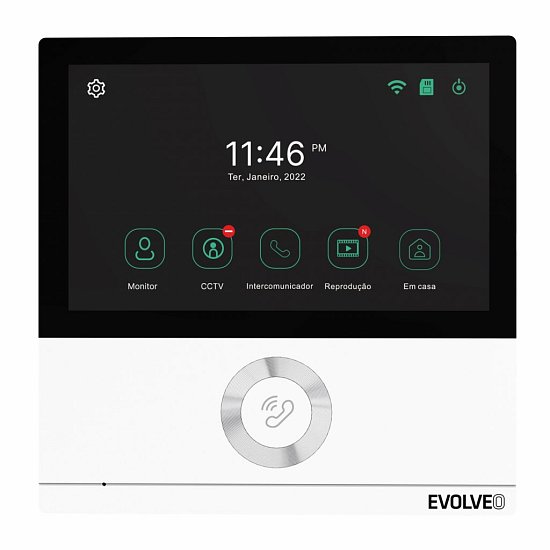 EVOLVEO DoorPhone AHD7, Sada domácího WiFi videotelefonu s ovládáním brány nebo dveří, bílý monitor