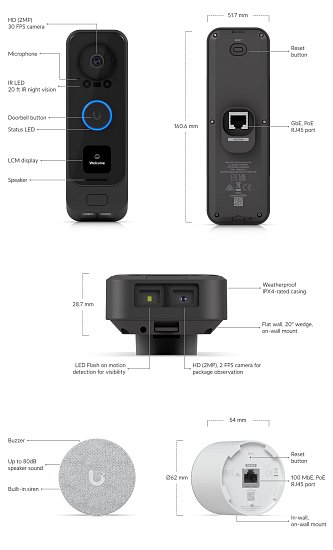 Ubiquiti UVC-G4 Doorbell Pro PoE Kit - G4 Doorbell Professional PoE Kit