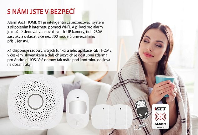 iGET HOME X1 - Inteligentní Wi-Fi alarm, v aplikaci i ovládání IP kamer a zásuvek, Android, iOS