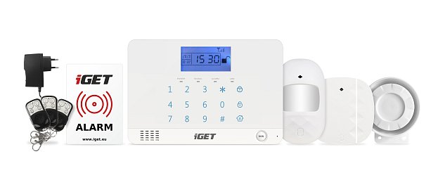 iGET SECURITY M3B - bezdrátový GSM alarm CZ, zasílá SMS/telefonuje,záložní baterie 8 hod,aplikace CZ