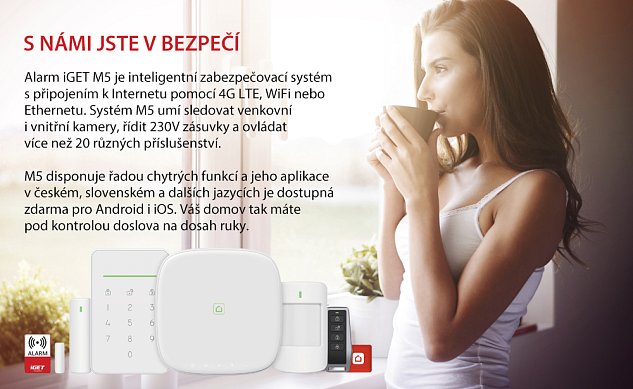 iGET SECURITY M5-4G Premium - Inteligentní 4G/WiFi/LAN alarm, ovládání kamer a zásuvek, Android, iOS