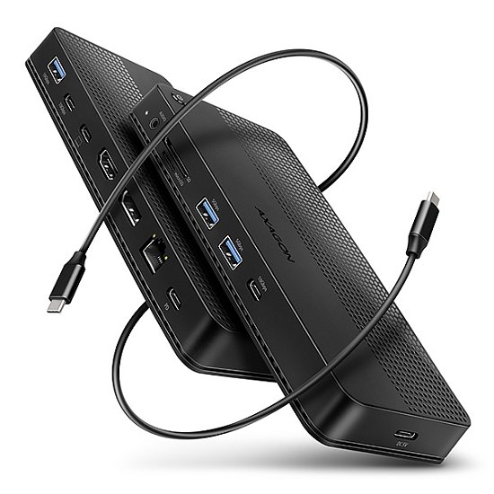 AXAGON HMC-U4, USB4 40Gbps dock, 3x USB-A, 2x USB-C, HDMI & DP 8K/30Hz, RJ-45, SD/mSD, audio, PD100W