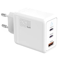 TB Touch 65W GaN Power Adapter,2x USB C + USB A