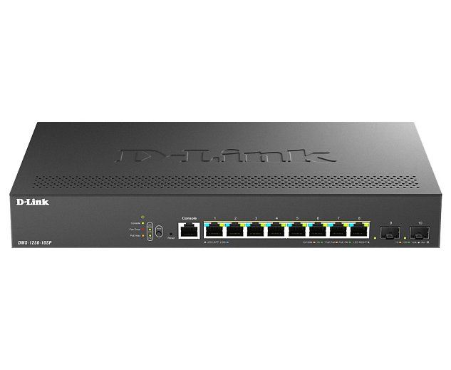 D-Link DMS-1250-10SP/E, 8x 2.5G BASE-T PoE, 2x 10G SFP+, 240W Smart Managed Switch