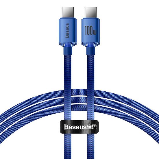 Baseus CAJY000603 Crystal Shine Series Datový Kabel USB-C - USB-C 100W 1,2m Blue