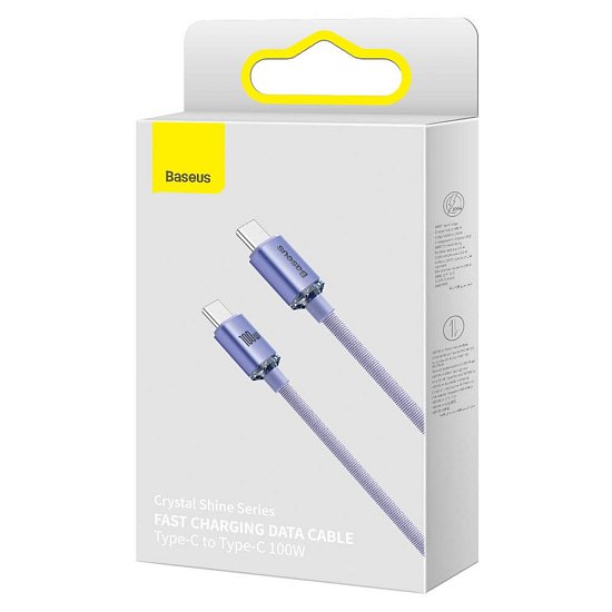 Baseus CAJY000705 Crystal Shine Series Datový Kabel USB-C - USB-C 100W 2m Purple