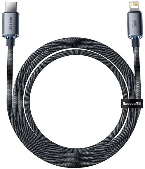 Baseus CAJY000201 Crystal Shine Series Datový Kabel USB-C - Lightning 20W 1,2m Black